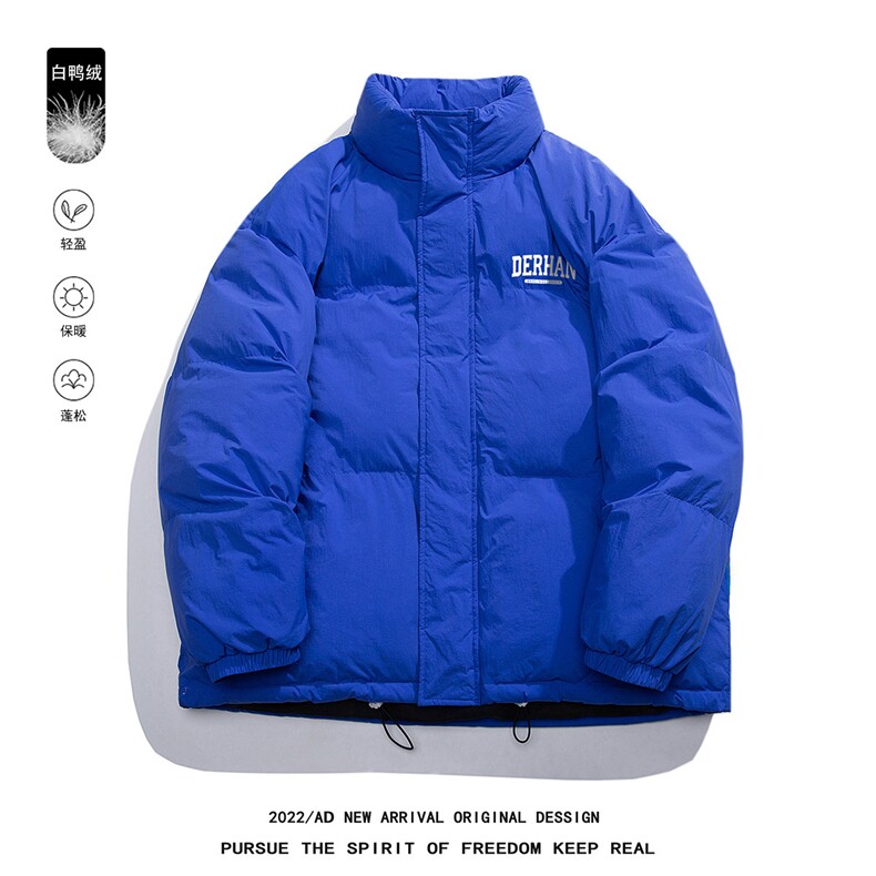 白底白鸭绒冬季字母加厚保暖立领羽绒服外套YR199P195控258，男装羽绒服，电商A247-1