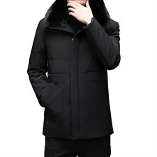 新款休闲兔皮毛内胆羽绒服可脱卸狐狸毛毛领外套上衣HM2382-P630,男装羽绒服,电商B212（原钱塘6029）
