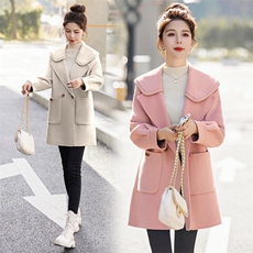 小个子羊毛呢外套高级感2025年春装新款双面羊绒大衣红色呢子大衣，女装双面呢大衣，琦鑫阁（原依鑫阁）