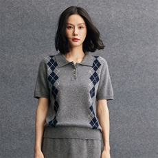 2025百搭时尚秋季新款圆领短袖针织衫软糯保暖通勤，女装针织衫/毛衣，五色羊羊绒