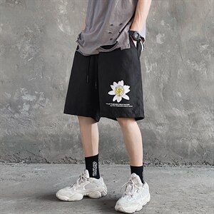 【】A003-HK7182-P30夏装新款休闲花朵印花短裤 水泥墙2图片