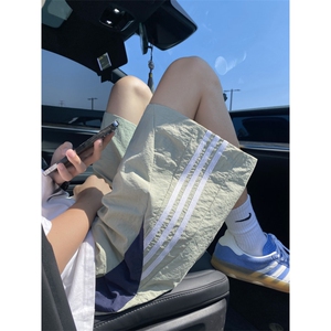 抖音品质夏季新款冰丝条纹宽松休闲五分裤B315-K24186-特p25控48图片