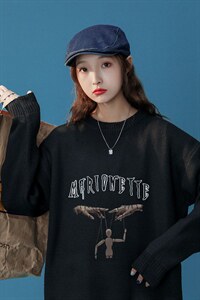 中性风2023秋冬新款男女同款加厚圆领毛衣潮流百搭针织衫M806P45，男装针织衫/毛衣，电商B220
