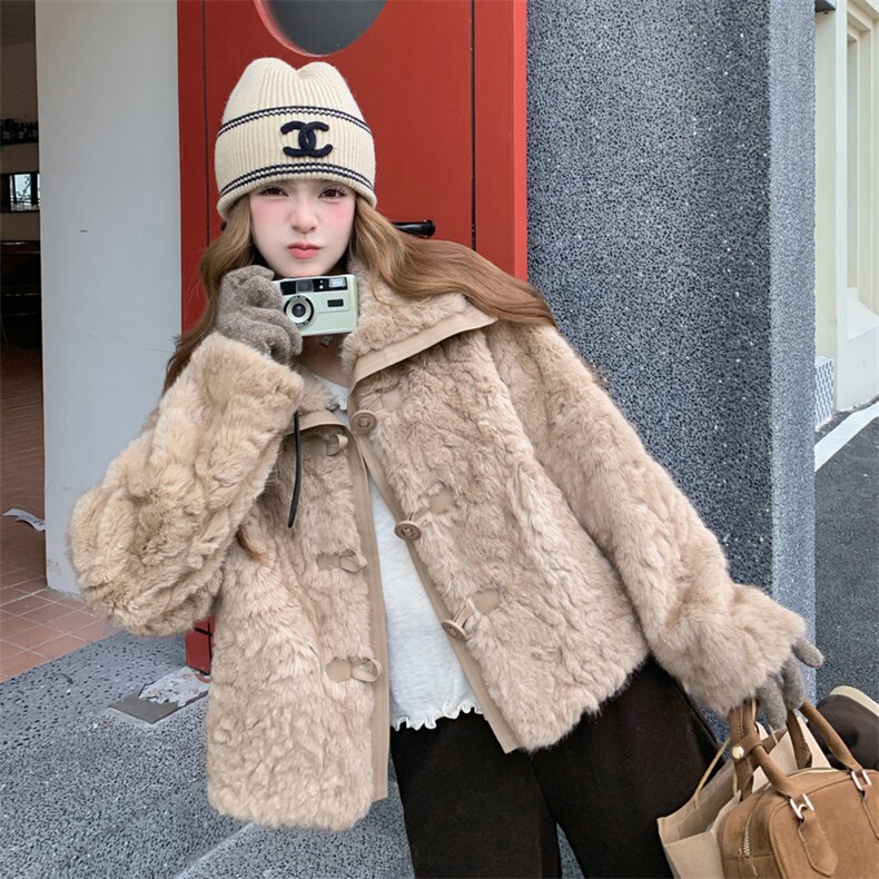 加厚保暖毛绒外套2C323-25910-P215,女装短外套,2C323