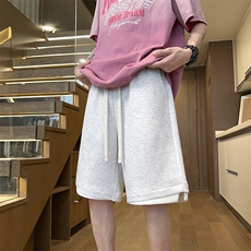 港风假两件休闲裤高街五分裤宽松直通短裤DK130P32，男装休闲裤，星座1204-3