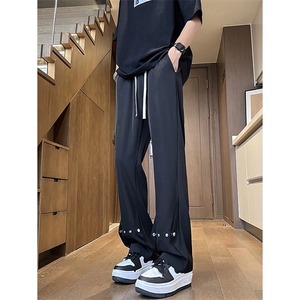 美式高街 hiphop冰丝铆钉微喇休闲裤货号K2425P55图片