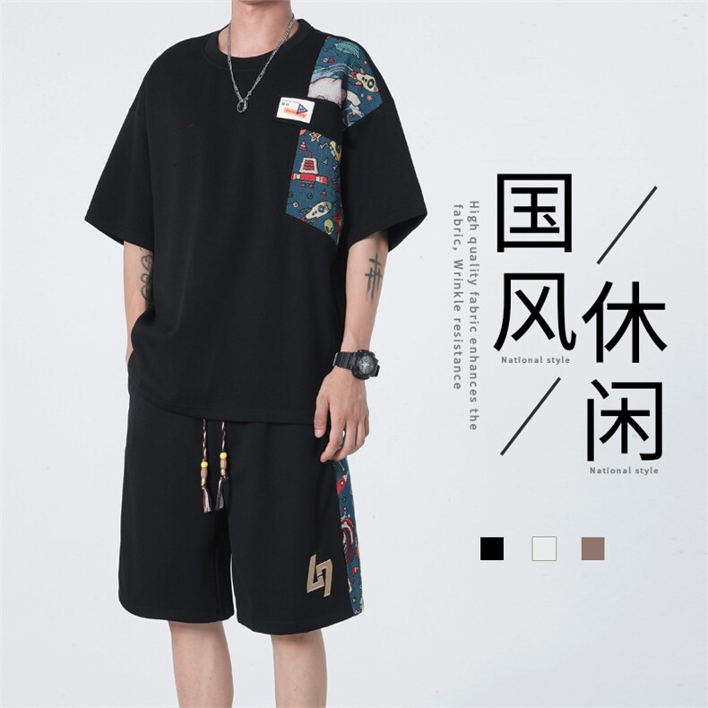 ！抖音品质！2024夏季风男士短袖T恤套装一套TZH248特P45,男装T恤,电商B220