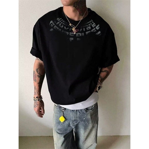 美式设计感印花五分袖t恤男士百搭夏季新款纯棉宽松短袖 TY358图片