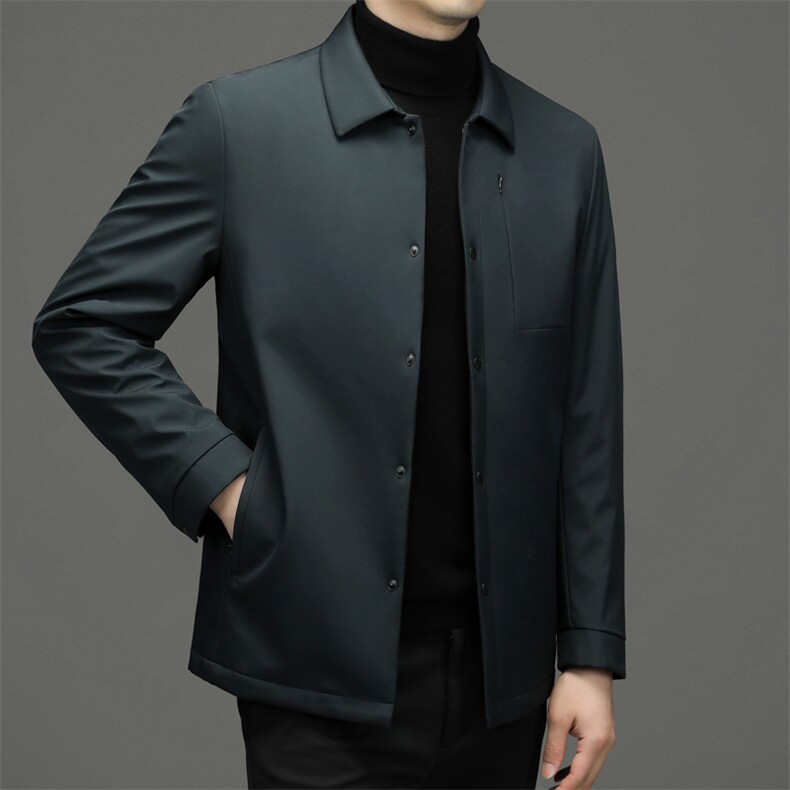 男士翻领纯色棉服冬季新款中年商务休闲加厚保暖棉衣外套男装,男装棉衣,电商B212（原钱塘6029）