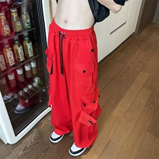 美式高街工装休闲裤男女宽松直筒长裤口袋直筒束脚阔腿裤子，男装休闲裤，星座410-6（原星座1304-1）