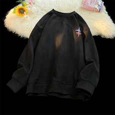 印花麂皮卫衣QY5213-TP40控价58秋季潮流星星印花宽松卫衣男，男装卫衣，电商A102-1
