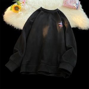 印花麂皮卫衣QY5213-TP40 控价58  秋季潮流星星印花宽松卫衣男图片