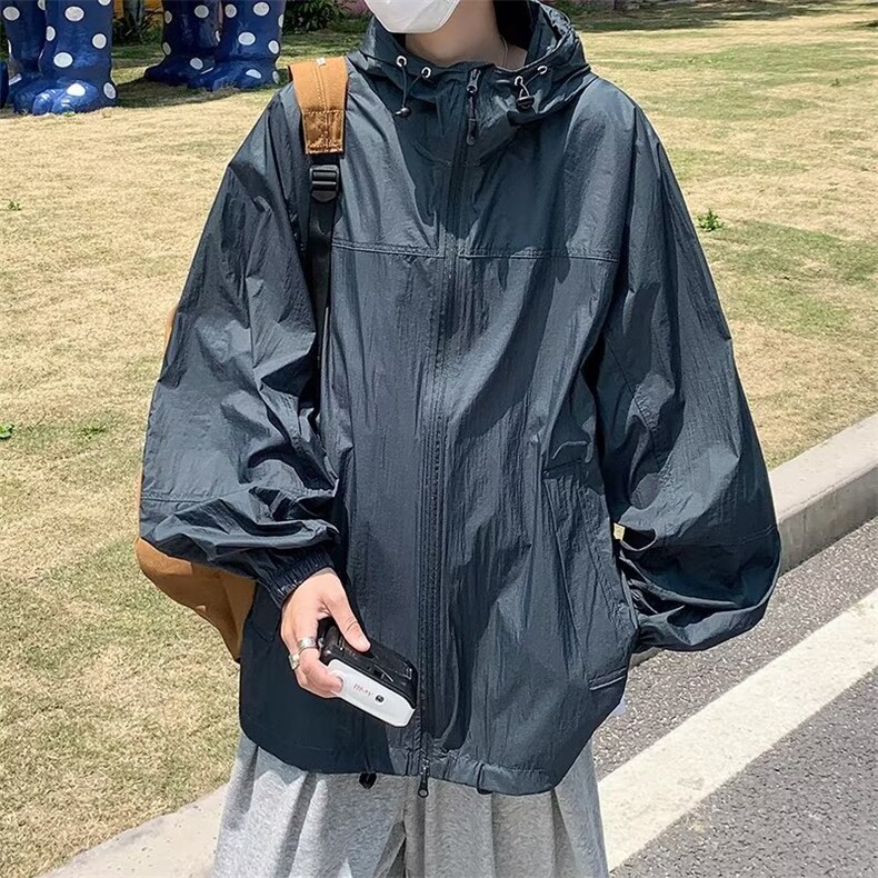 慵懒防晒衣新款文艺拉链原宿ins日系夏季男潮流百搭外套W4813-P37,男装防晒衣,星座412-2