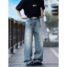 特街景图春夏新款直筒宽松牛仔裤百搭数据款男裤货557P48，男装牛仔裤，星座902A
