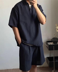 网图现货！新款老钱风天丝亚麻时尚套装极简高级-EX51015-特批55，男装休闲套装，电商A061