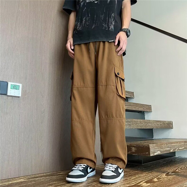 V160-P55日系大口袋阔腿宽松直筒工装休闲裤男女潮流抽绳休闲裤,男装工装外套,星座911-1