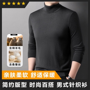 基础高领男士羊毛混纺精品毛衫针织衫打底图片