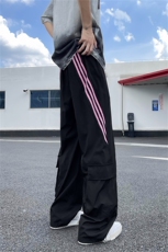 美式条纹速干冲锋裤男夏季潮牌拼接大口袋工装裤高街直筒速干长裤，男装工装外套，星座505-2（原电商A260-1)