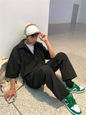 【2025春夏】复古工装潮休闲宽松连体衣抽绳短袖九分连体裤，男装T恤，星座112A
