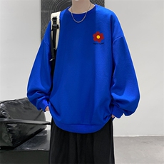 华夫格卫衣圆领卫衣男大码长袖t恤男外套HW76257-P30加绒款-P40，男装卫衣，电商A040
