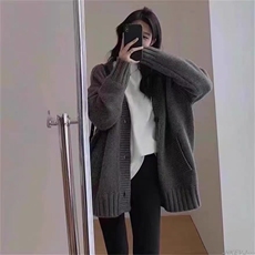 2025秋冬百搭v领纽扣开衫带兜针织衫，女装针织衫/毛衣，春贝羊绒