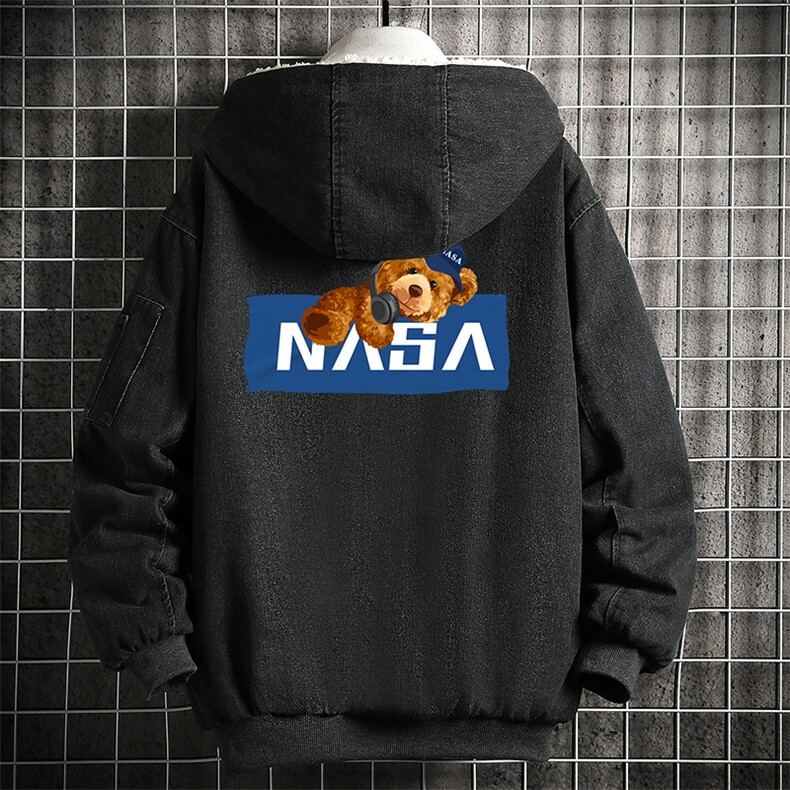牛仔外套男大码加厚加绒衣男羊羔毛服男NM53247-P140网格,男装棉衣,电商A040A
