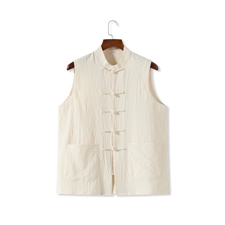 夏季风棉麻背心盘扣中式复古透气无袖马甲MK20-P35，男装背心/马甲，星座217-5