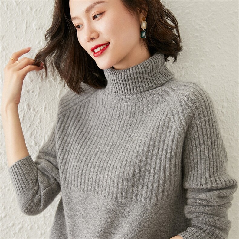 秋冬新款红色半高领羊绒衫女宽松显瘦长袖毛衣时尚百搭,女装羊绒衫,澳冬特羊绒