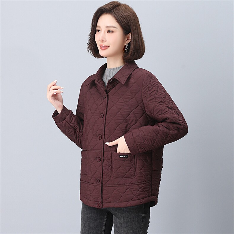 2024年秋冬季新款翻领加绒棉衣棉服女休闲百搭韩版保暖加绒外套,女装棉衣/棉服,鑫鑫格