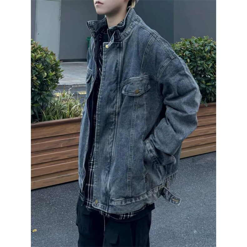 美式vibe做旧牛仔外套男女春秋潮牌痞帅休闲夹克宽松上衣JK8858,男装工装外套,星座208-5