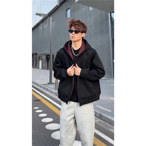 连帽卫衣男美式宽松春秋冬季拉链情侣装ins潮牌开衫外套拉链图片