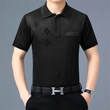 夏装新款短袖t恤男士夏季冰丝polo衫宽松中老年衣服时尚百搭男装，男装T恤，电商B212（原钱塘6029）