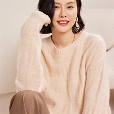 加厚保暖女羊绒衫舒适百搭显瘦圆领毛衣品质30%羊绒材质秋冬，女装羊绒衫，名驰羊绒