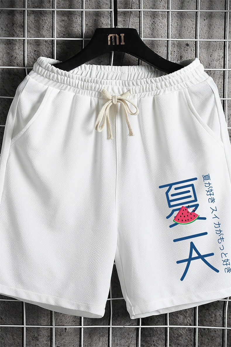 MK37192-P15冰丝短裤男士大码宽松休闲五分裤男运动中裤网格,男装休闲裤,电商A040A