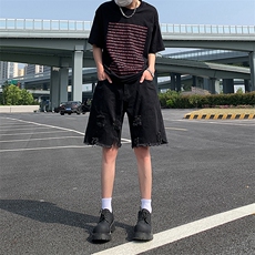 现货夏季美式复古毛边短裤五分乞丐破洞牛仔裤男K5808-P35控58，男装牛仔裤，星座205