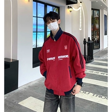 抖音得物美式高街重磅结构设计拼接织带立领印花卫衣外套ACM4201，女装短外套，电商A443