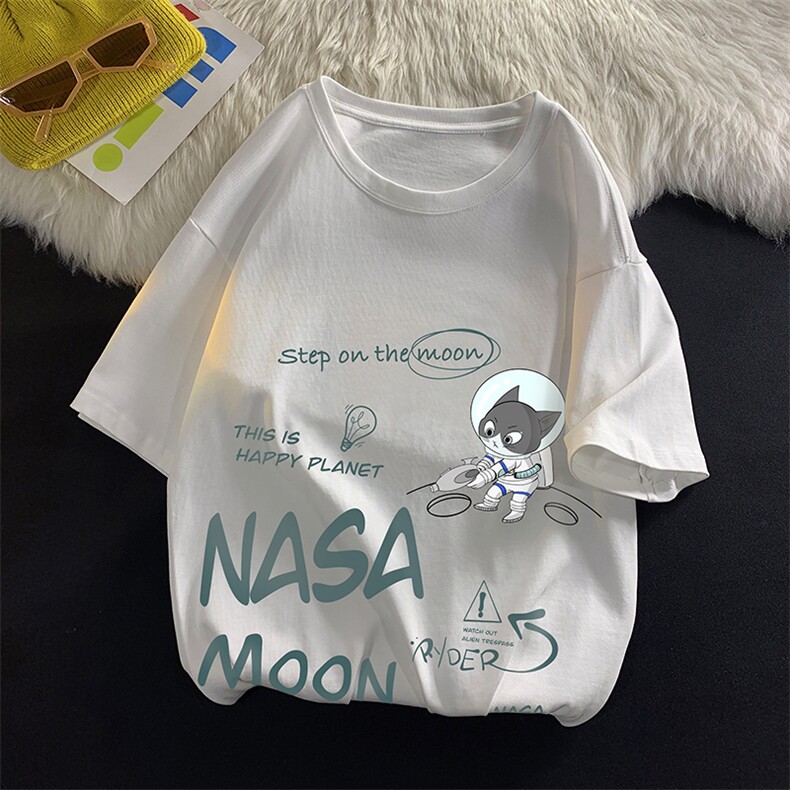 DX17187-P20 NASA联名同款纯棉短袖t恤男大码半袖打底衫宽松 平铺图片