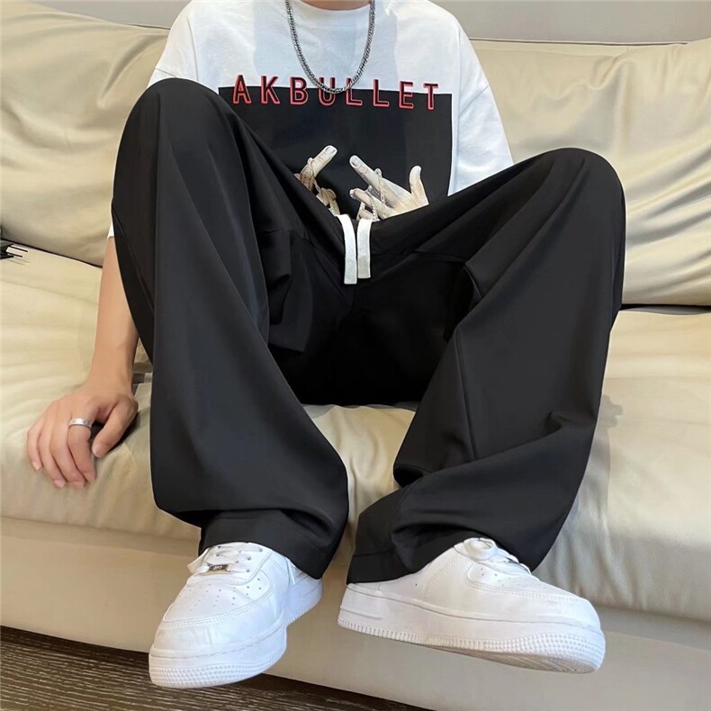 春夏运动休闲裤男直筒垂感ins潮牌西装布冰丝裤K2973P32,男装休闲裤,星座1116-2
