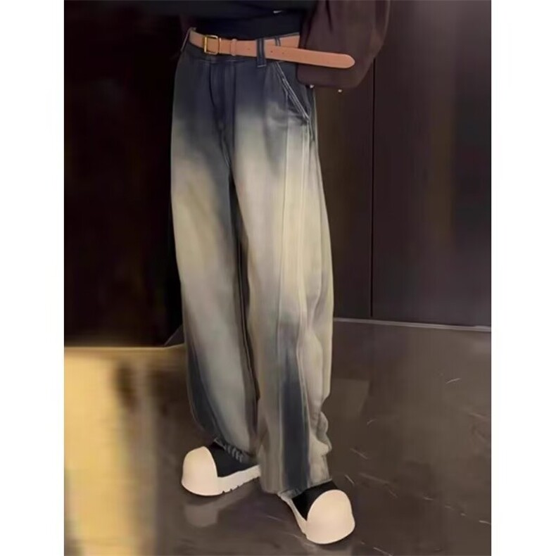 网络图现货水洗休闲牛仔裤男女宽松直筒休闲裤落地裤RCRB92-P70,男装牛仔裤,星座1005-6