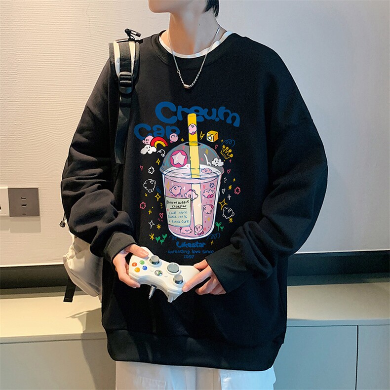 S6332-P28  秋季圆领卫衣男大码韩版宽松长袖外套图片