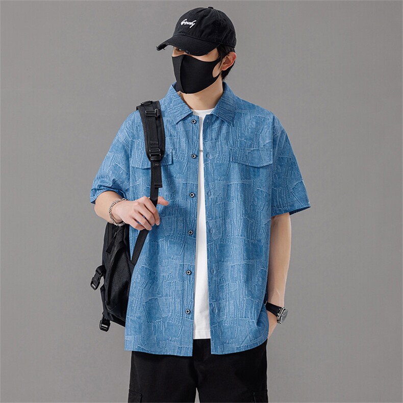 2581-P35大码控59美式休闲胖男生夏季潮牌开衫T恤图片