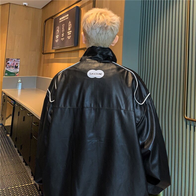 秋季新款机车皮衣外套男ins潮oversize炸街宽松pu皮夹克D314P108,男装夹克,电商A335-1（原A458）