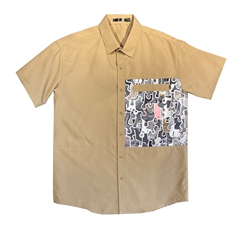 夏季轻熟店主小伙拼色宽松休闲短袖衬衫男衬衣A236-C08-P55-控88，男装T恤，电商A236