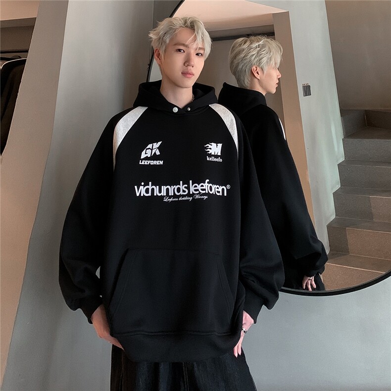 现货运动拼色连帽卫衣潮潮流春秋季宽松情侣帽衫男w91--P78,男装卫衣,电商C307A
