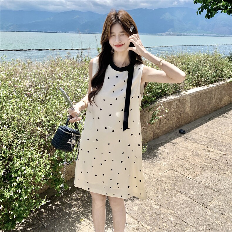 26新款夏装时尚温柔风蝴蝶结印波点连衣裙女182A-8710P135K198,女装连衣裙,浙宝182A
