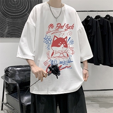 Q11226-P30春夏季七分袖t恤男大码五分袖男短袖中袖大皂风，男装T恤，电商A040