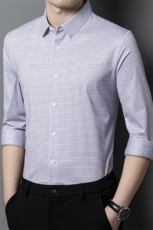 格子长袖衬衫男休闲百搭爸爸装春秋季中年男士商务时尚长袖衬衣潮，男装衬衫，电商B212（原钱塘6029）