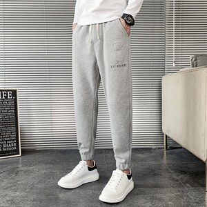 2025秋冬季红同款华夫格休闲裤男士修身韩版小脚裤束脚长裤，男装休闲裤，电商A327