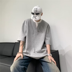 现货 假两件T恤男士短袖韩版潮流2024夏季新款ins体恤ST376-P34图片