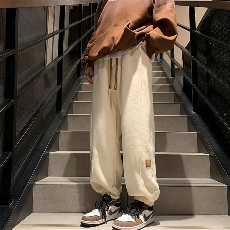 羊羔绒裤子男士冬季加绒加厚休闲长裤潮牌宽松青少年2025新款卫裤,男装卫衣,电商C323-1